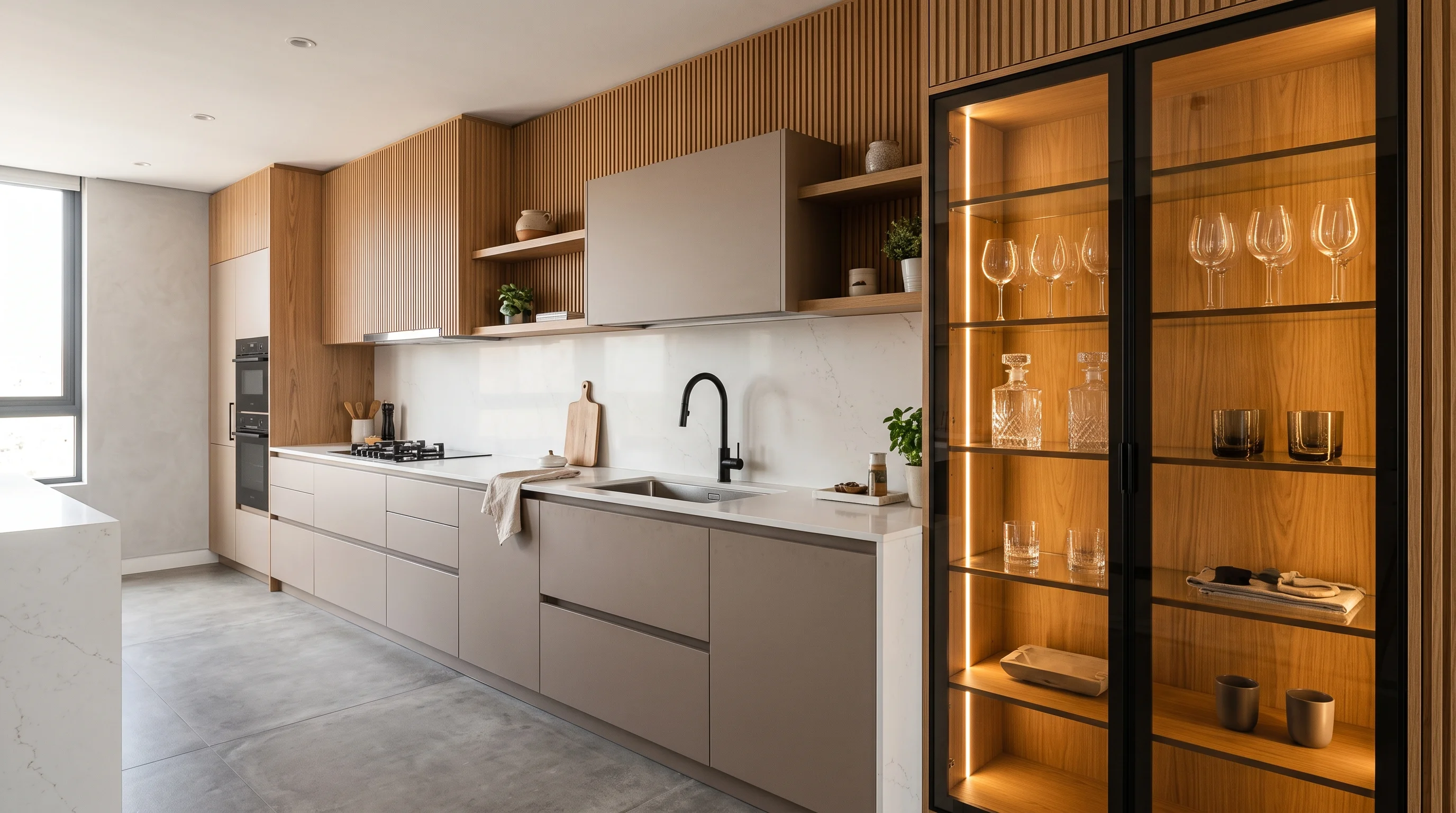 Cozinha Linear com Cristaleira