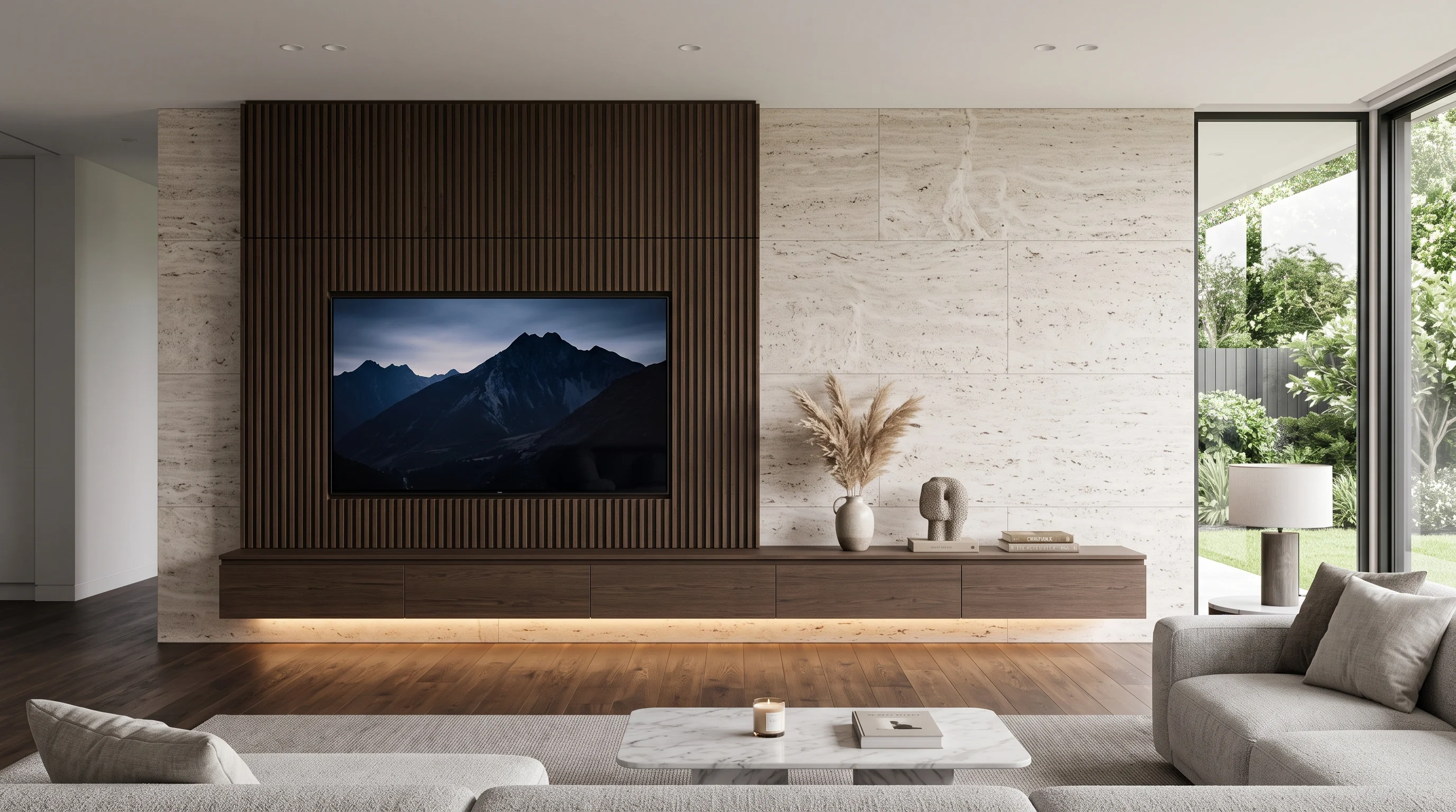 Home Theater e Painel de TV Amplo
